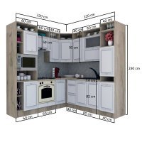 Bucatarie de Colt LEEA ART CORNER FRONT MDF STILE 220-220 B ST. K002 / decor 242